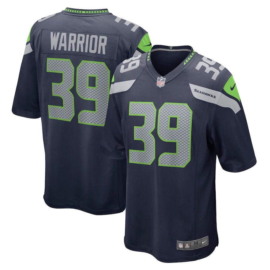 Men Seattle Seahawks 39 Nigel Warrior Nike College Navy Game NFL Jersey